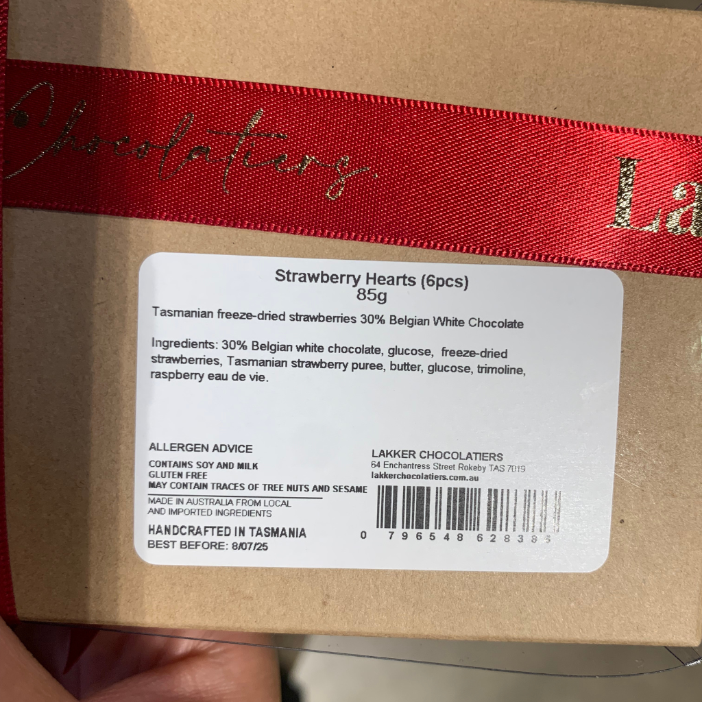 Lakker Chocolatiers Strawberry Hearts (6 Pack)