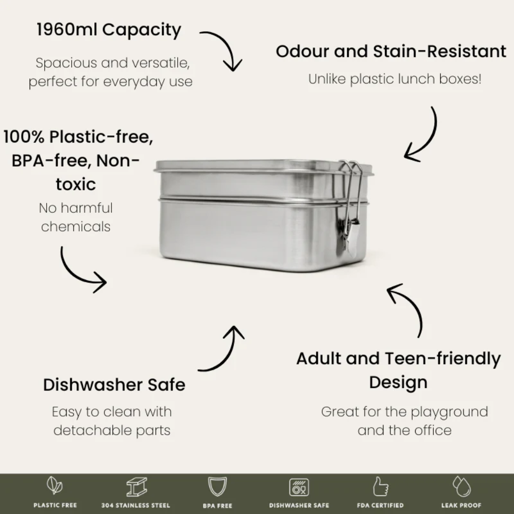 Seed & Sprout Double Layer Lunch Box Stainless Steel 1920 ml
