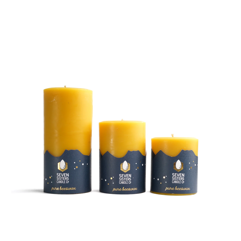 Seven Sisters Candle Co Pure Beeswax Candle Pillar (7.5 cm Diameter)