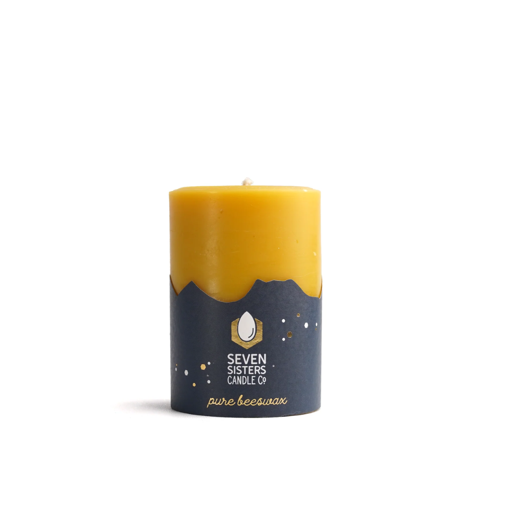 Seven Sisters Candle Co Pure Beeswax Candle Pillar (7.5 cm Diameter)