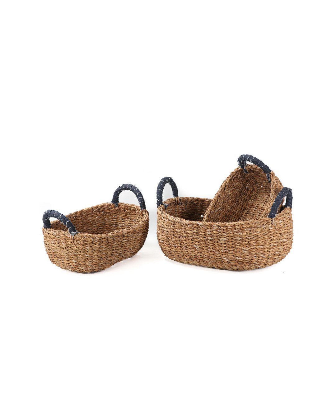 FairGo Util Oval Table Basket Holga with Denim Handles