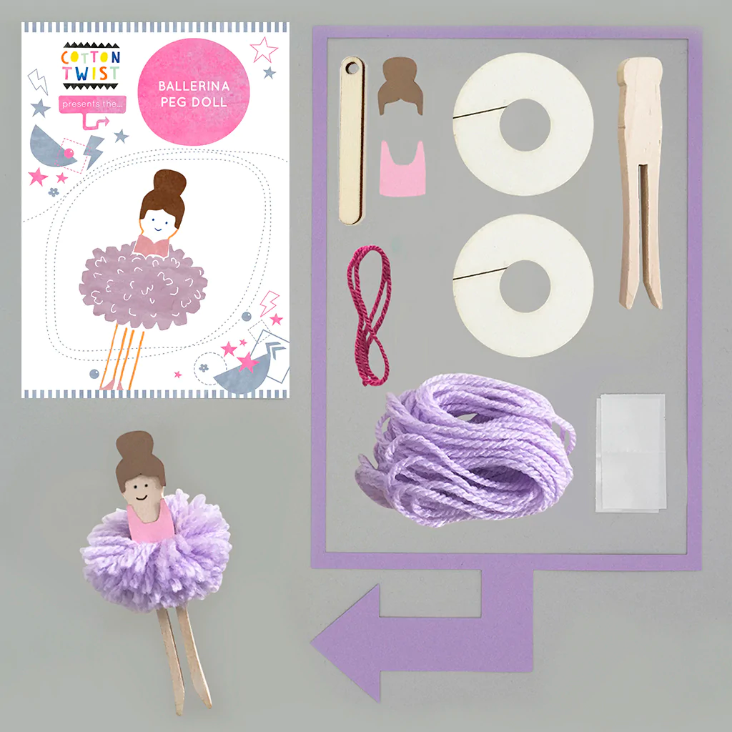 Cotton Twist Make Your Own Pom Pom Ballerina Peg Doll Kit