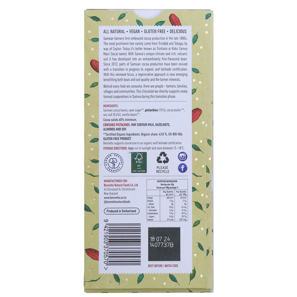 Bennetto Organic Dark Chocolate 100 g