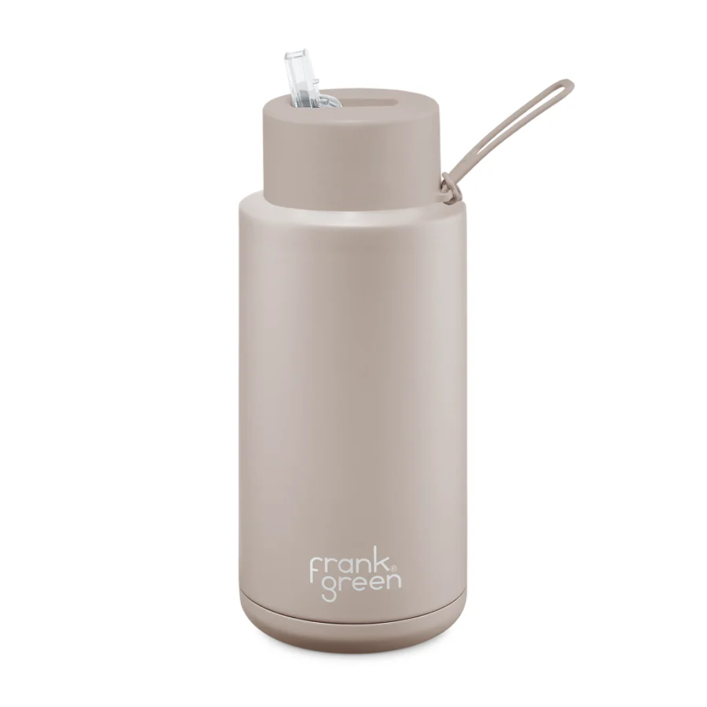 Frank Green Ceramic & Stainless Steel Bottle with Straw Cap 1 L (34 oz)