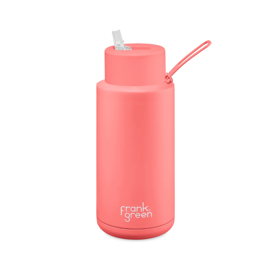 Frank Green Ceramic & Stainless Steel Bottle with Straw Cap 1 L (34 oz)