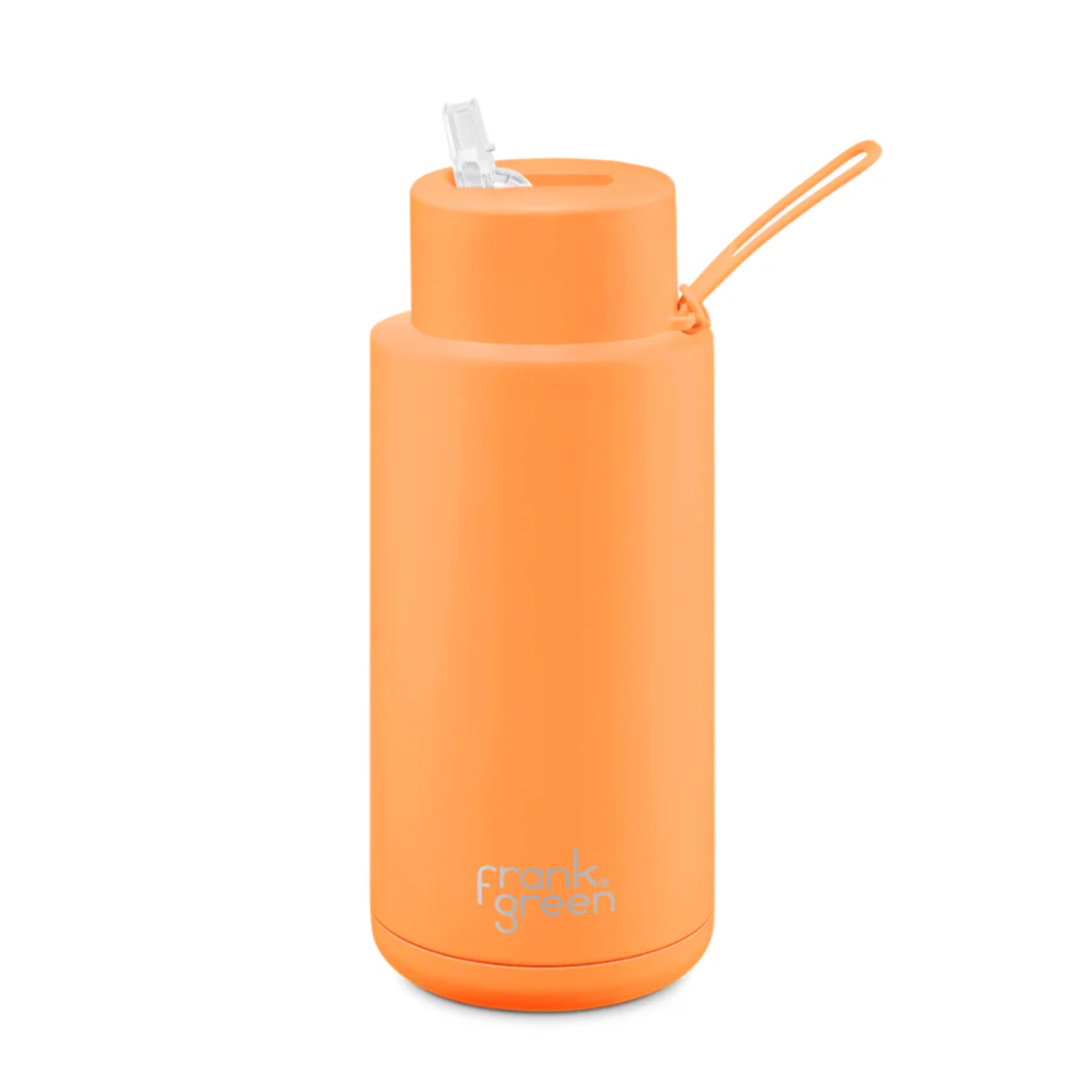 Frank Green Ceramic & Stainless Steel Bottle with Straw Cap 1 L (34 oz)