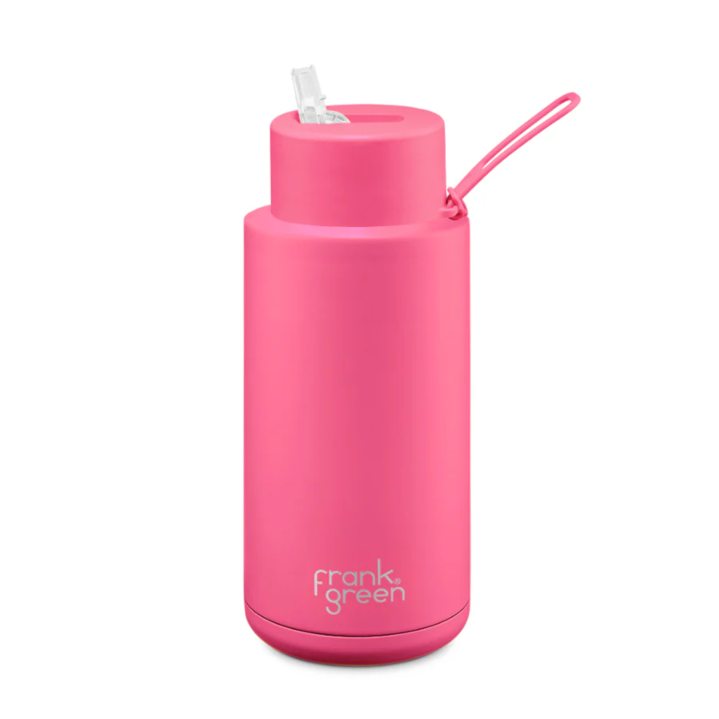 Frank Green Ceramic & Stainless Steel Bottle with Straw Cap 1 L (34 oz)