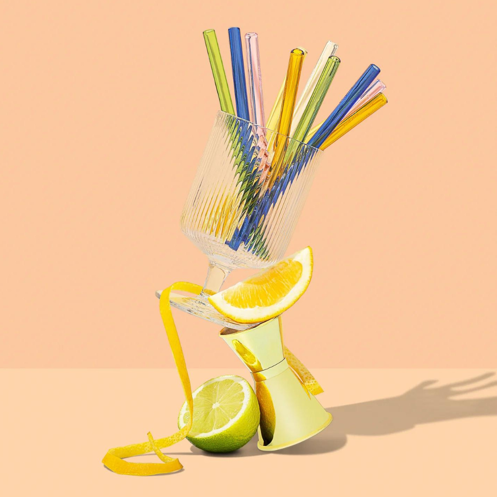 Sucker Glass Cocktail Straws Multi-Colour (6 Pack)