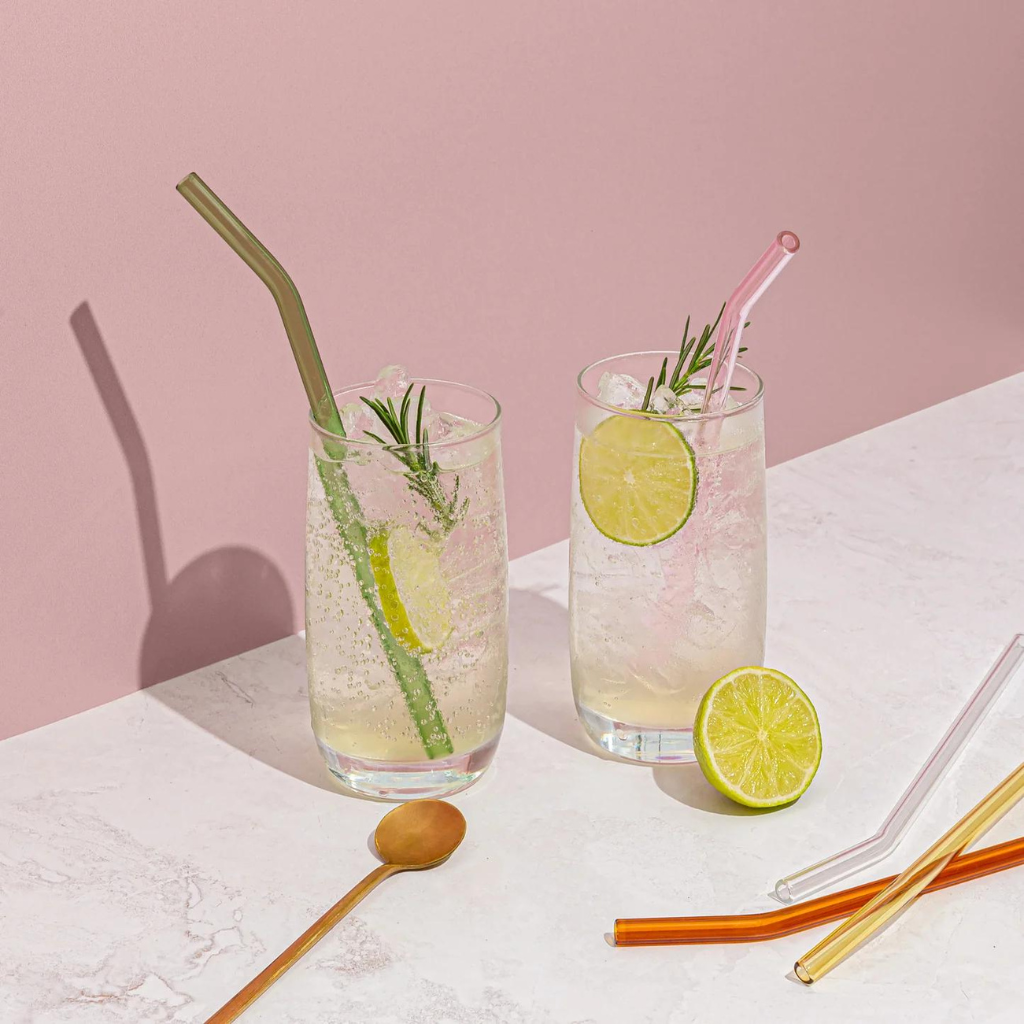 Sucker Glass Drinking Straws Multi-Colour (6 Pack)