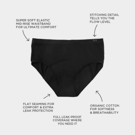 TOM Organic Period Brief Mid-Rise Black