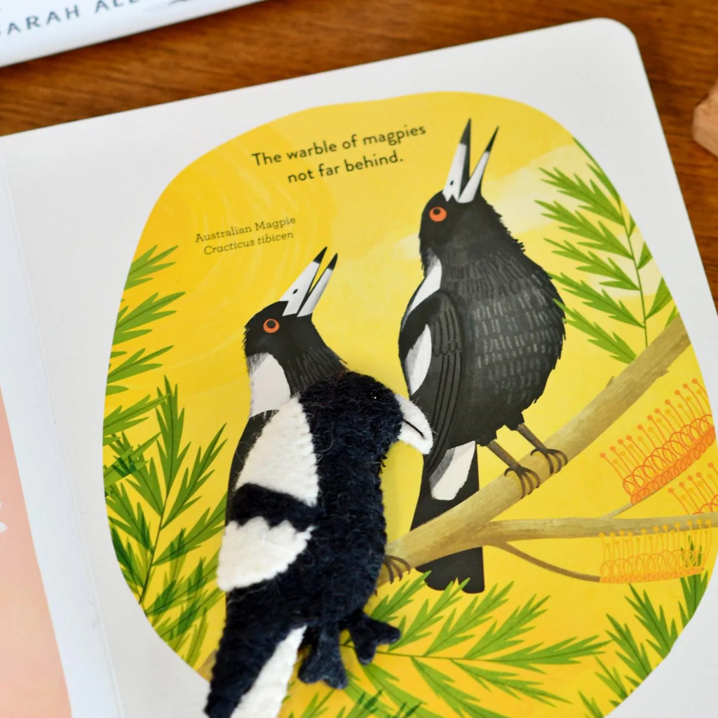 Tara Treasures "Busy Beaks" Book & Finger Puppets Set by Sarah Allen