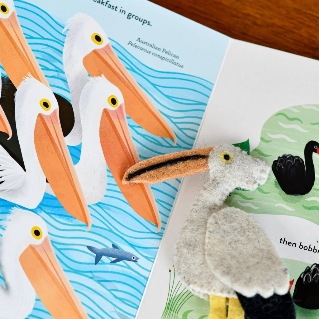 Tara Treasures "Busy Beaks" Book & Finger Puppets Set by Sarah Allen