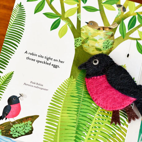 Tara Treasures "Busy Beaks" Book & Finger Puppets Set by Sarah Allen