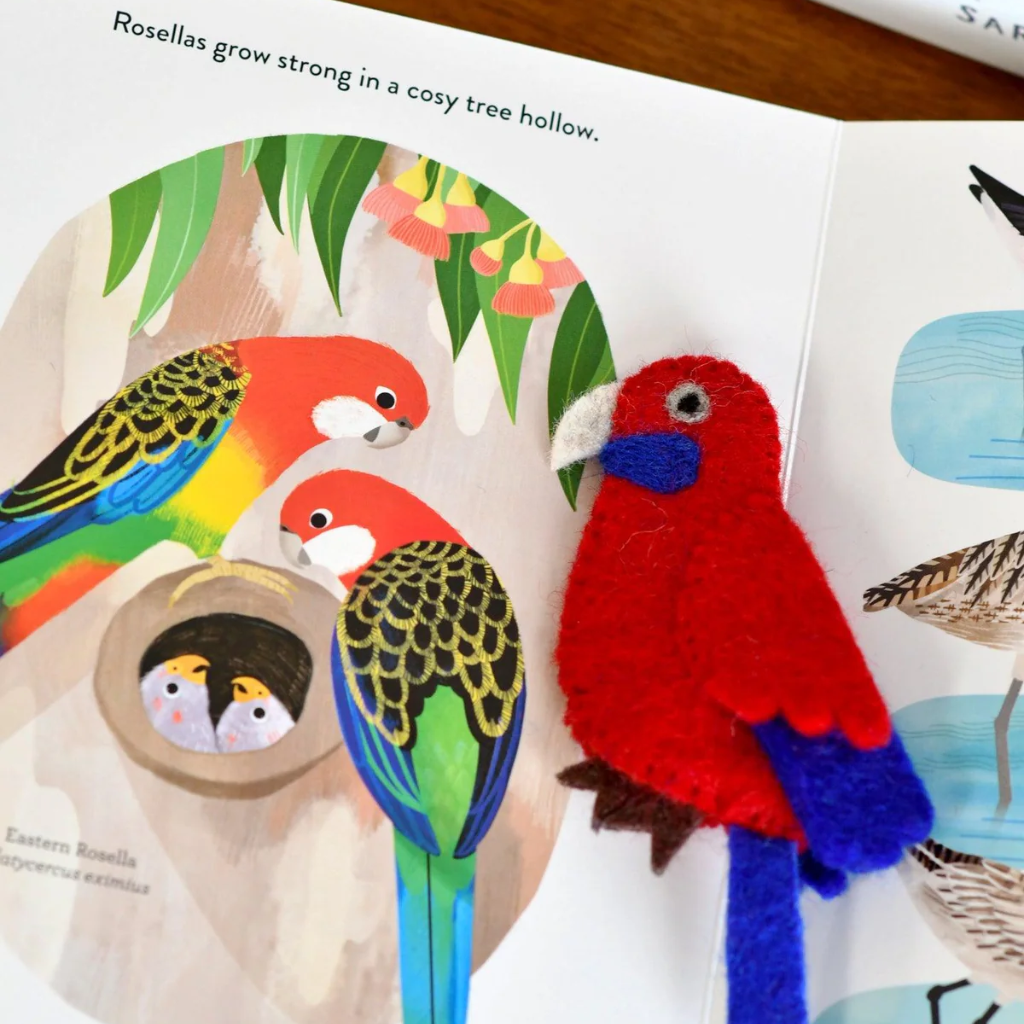 Tara Treasures "Busy Beaks" Book & Finger Puppets Set by Sarah Allen