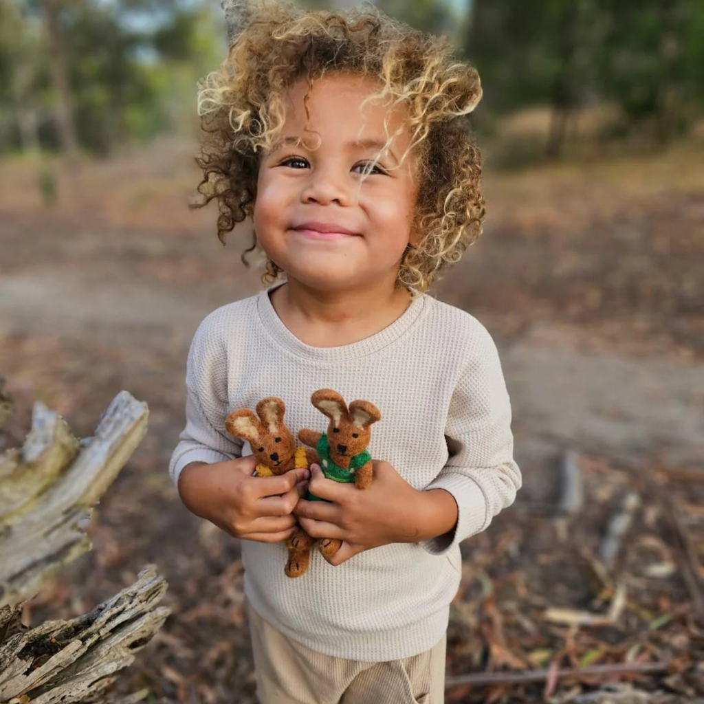 Tara Treasures Felt Animal / Rabbit with Green Overalls