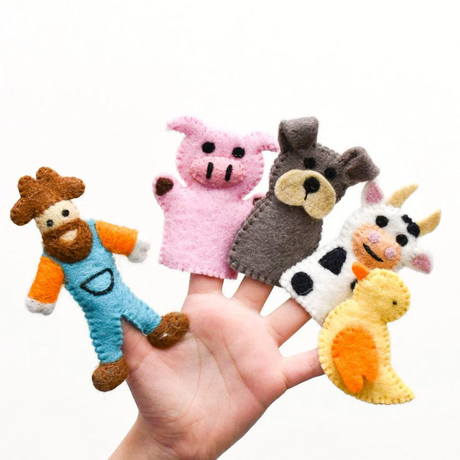 Tara Treasures Finger Puppet Old MacDonald Farm Animals A