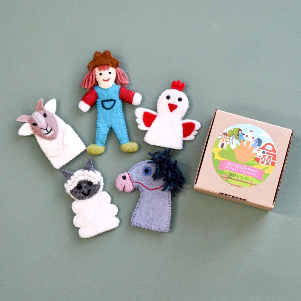 Tara Treasures Finger Puppet Old MacDonald Farm Animals B