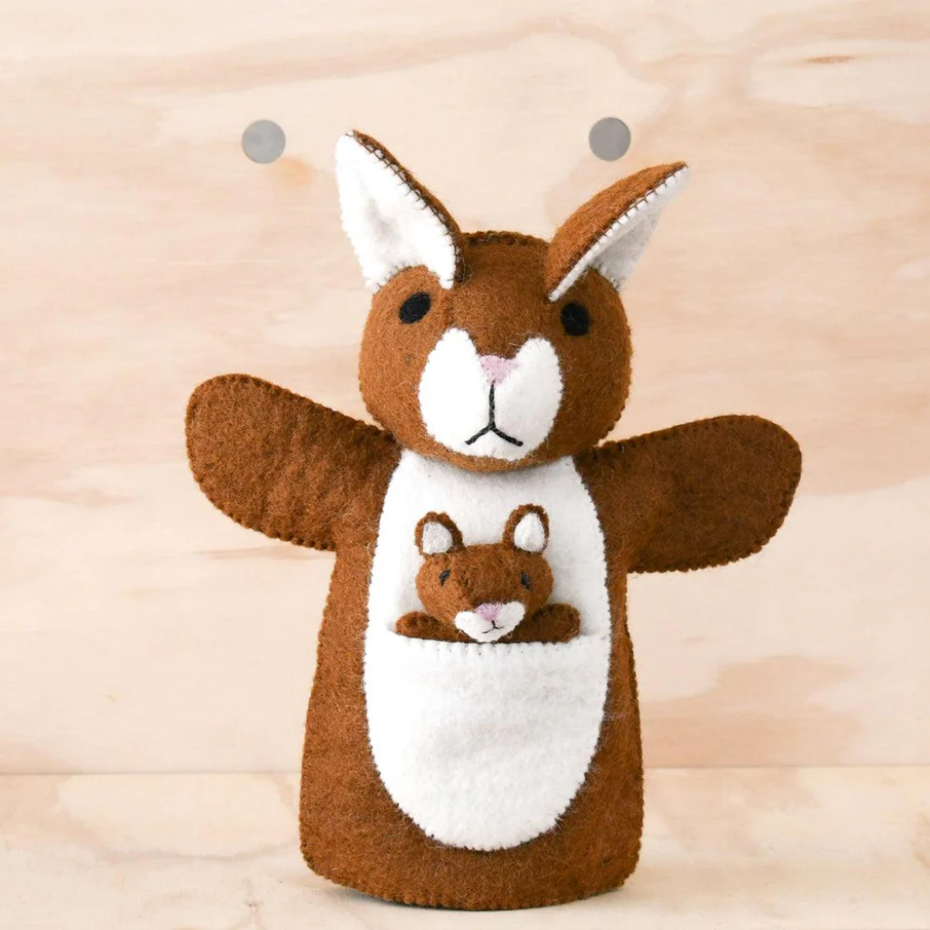Tara Treasures Hand Puppet Kangaroo with Joey