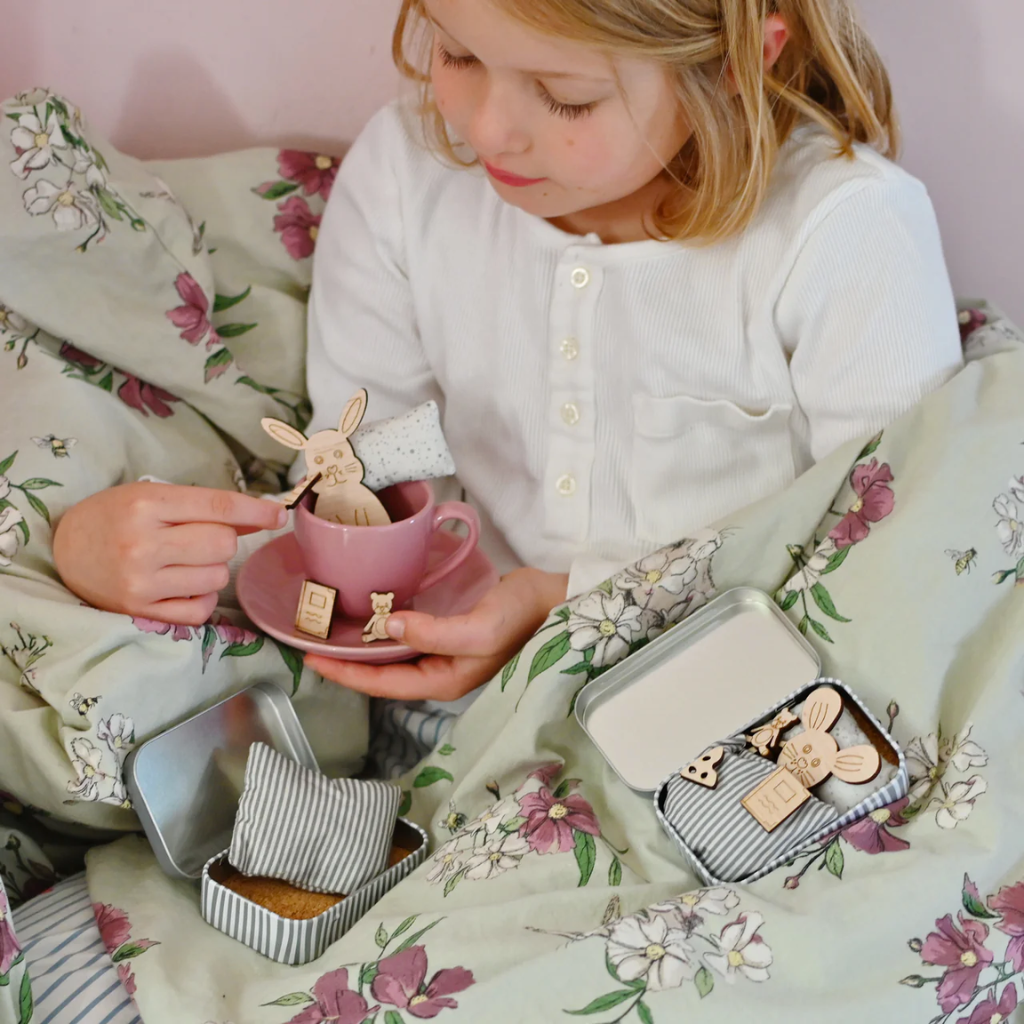 Cotton Twist 'Please Take Care of Me' Wooden Bunny in Tin