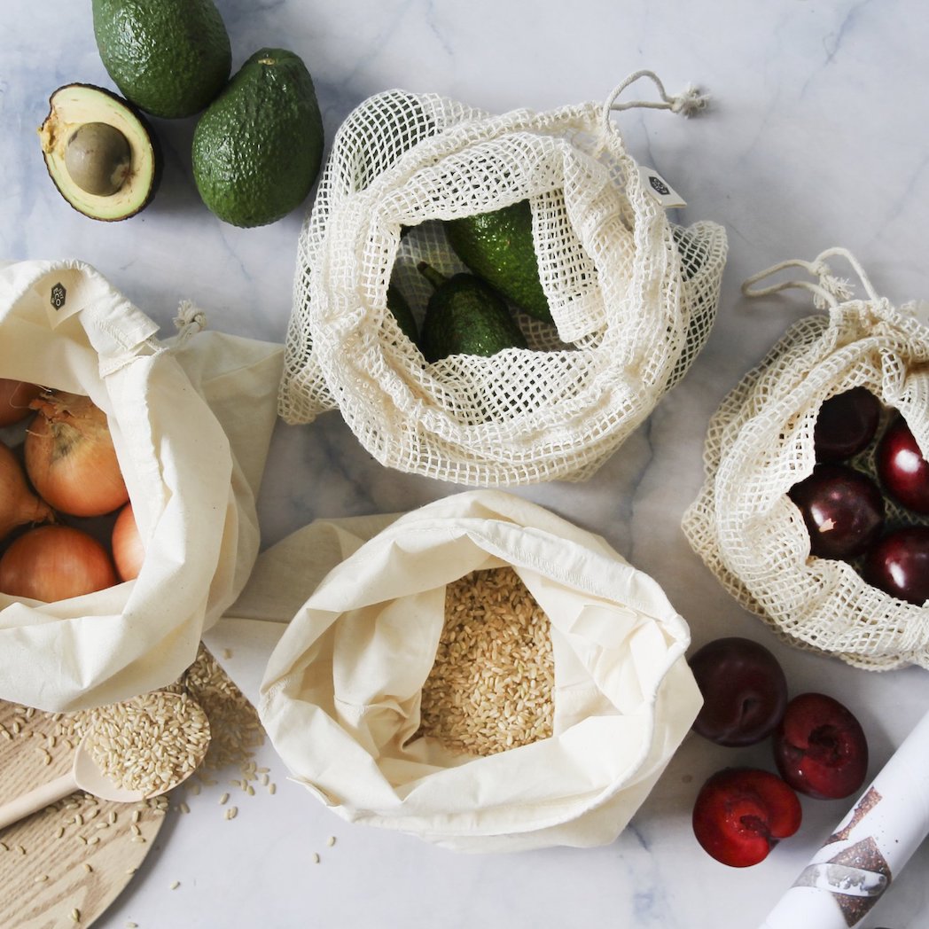 Ever Eco Reusable Organic Cotton Mixed Produce Bags (4 Pack)