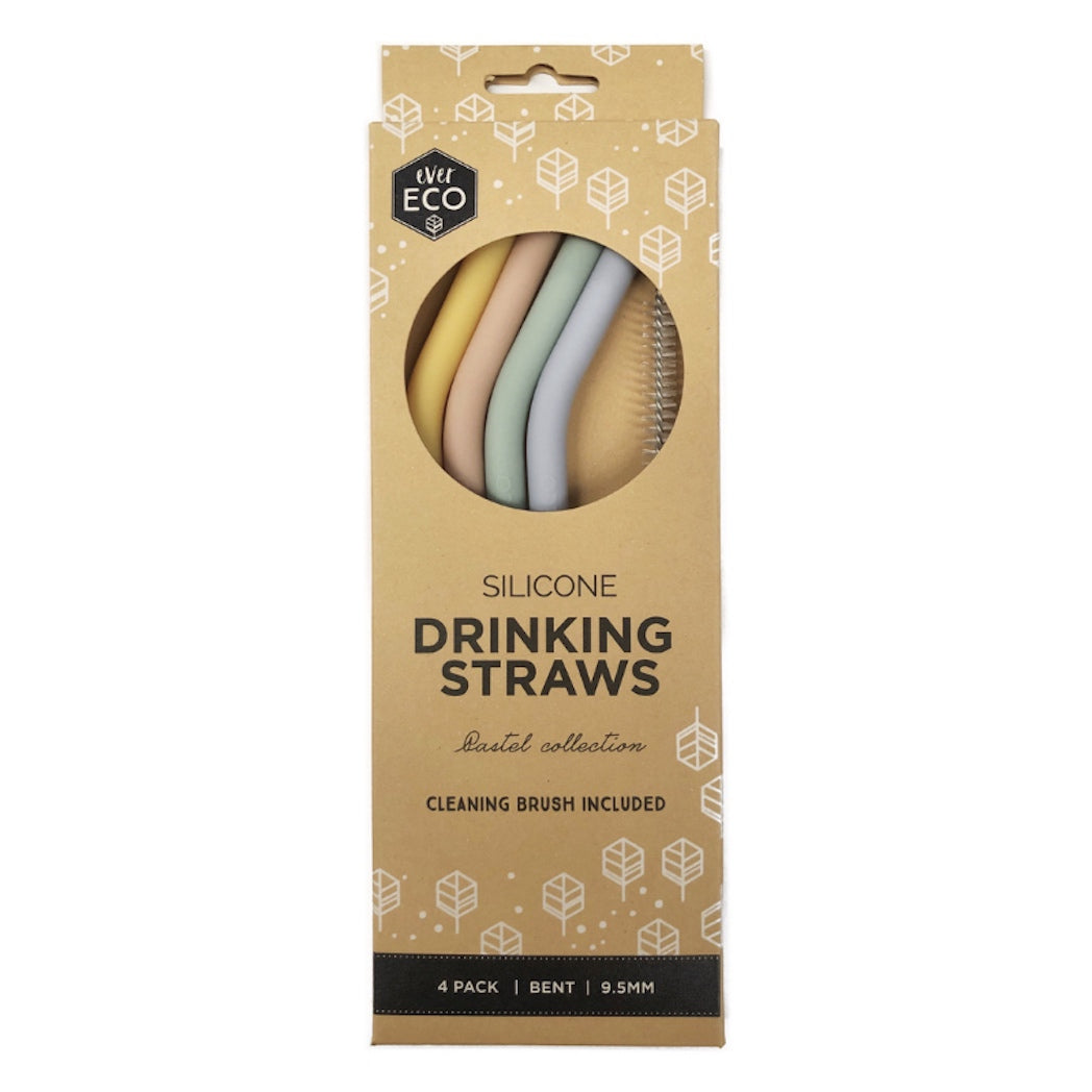 Ever Eco Silicone Straws (4 Pack) & Cleaning Brush
