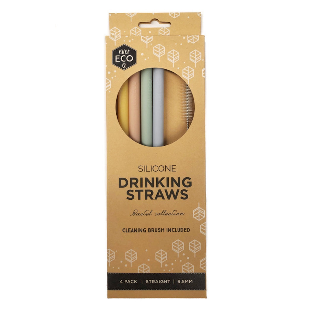 Ever Eco Silicone Straws (4 Pack) & Cleaning Brush