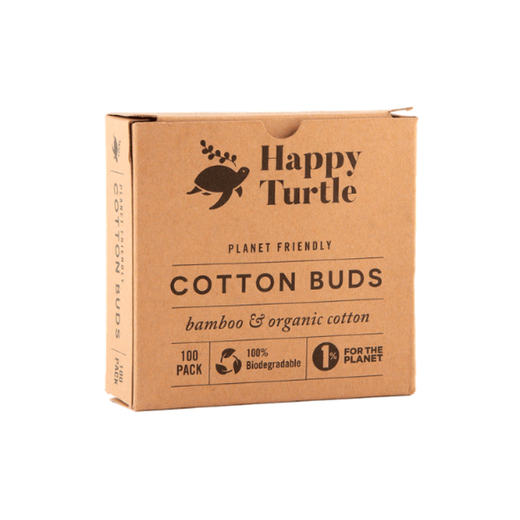 Happy Turtle Organic Cotton & Bamboo Cotton Buds (100 Pack)