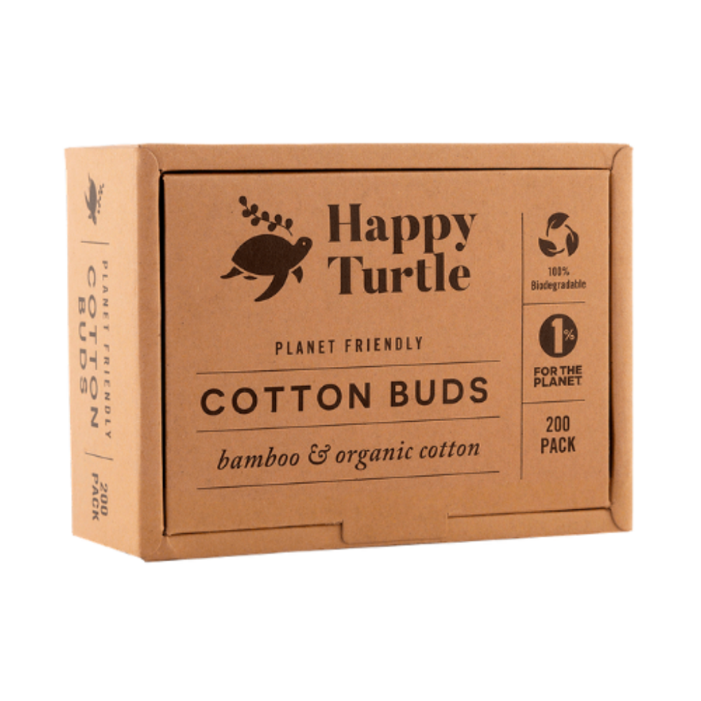 Happy Turtle Organic Cotton & Bamboo Cotton Buds (200 Pack)