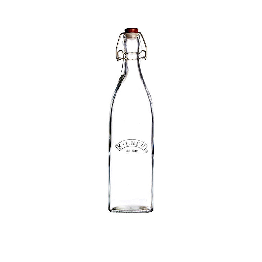 Kilner Square Clip Top Bottle with Red Lid