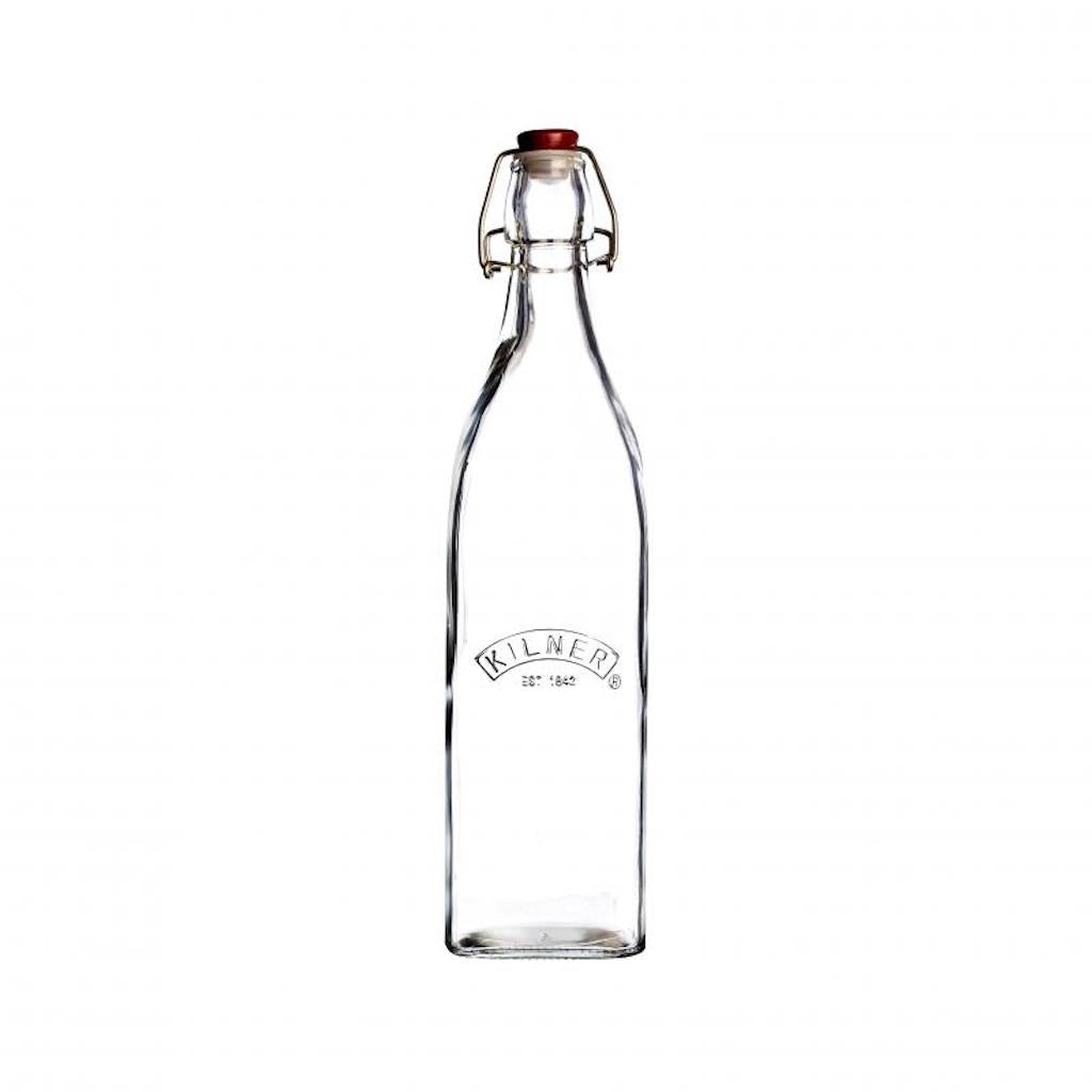 Kilner Square Clip Top Bottle with Red Lid