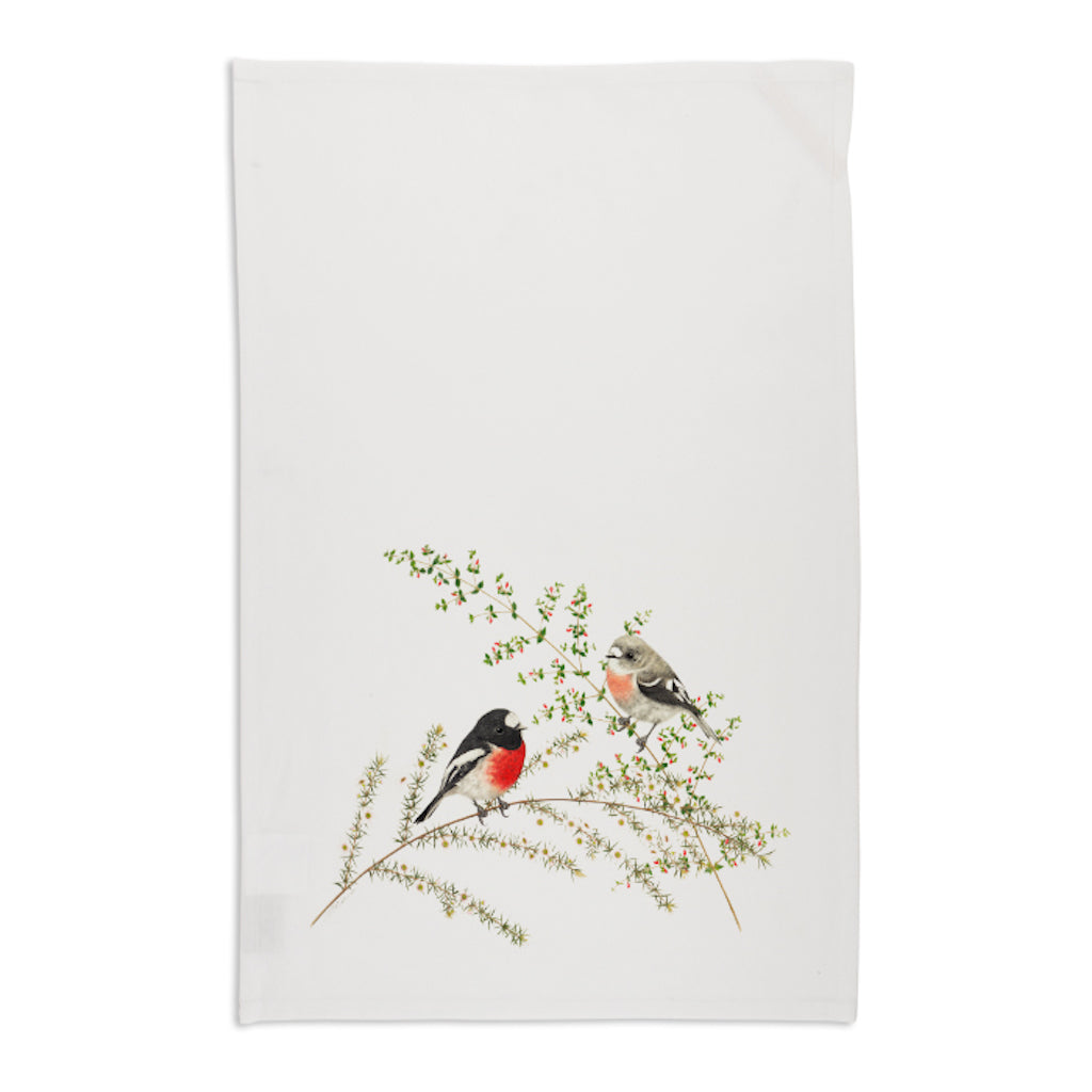 Linen Press Tea Towel White Meg Wells (Organic Cotton)