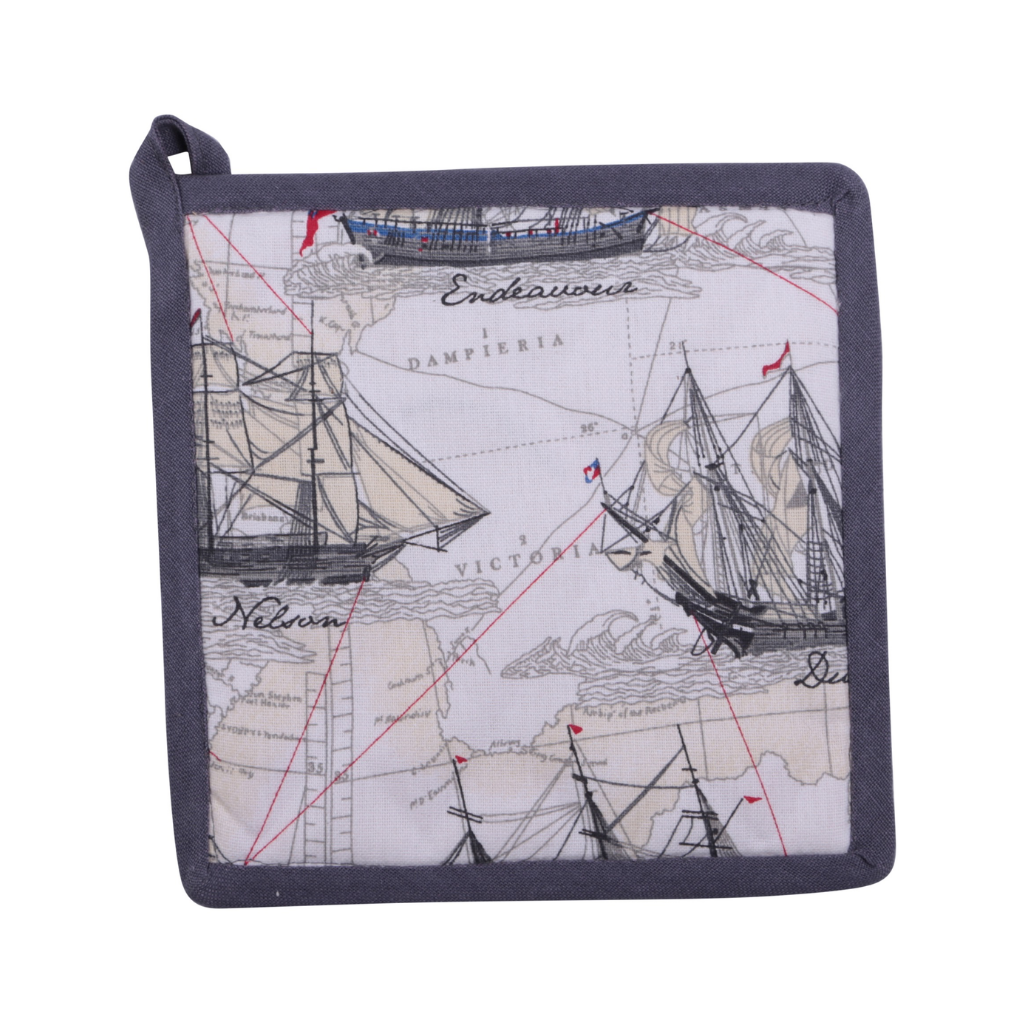 Linen Press Pot Holder Early Australian Maritime (Organic Cotton)