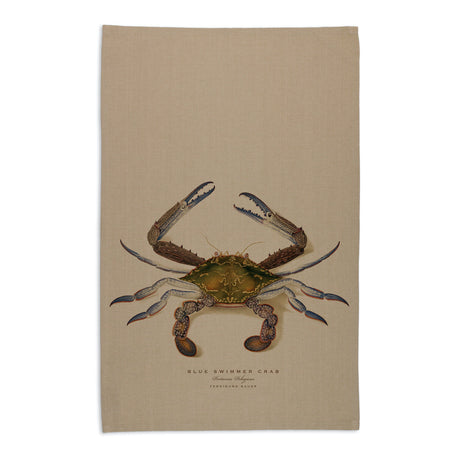 Linen Press Tea Towel Beige Animals Marine (Organic Cotton)