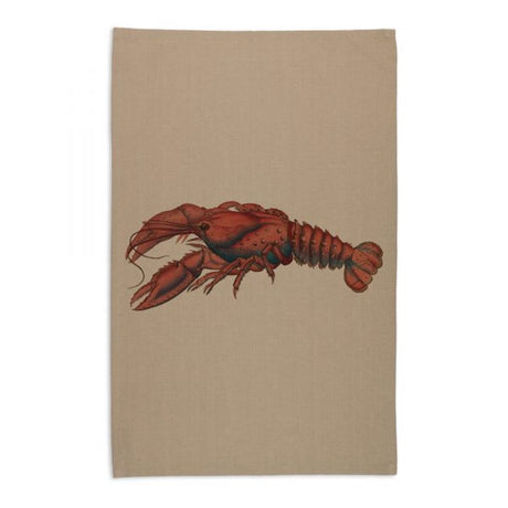 Linen Press Tea Towel Beige Animals Marine (Organic Cotton)