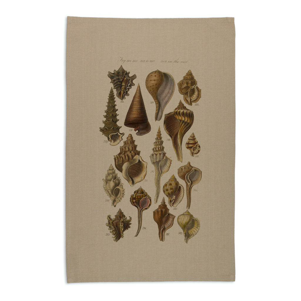 Linen Press Tea Towel Beige Animals Marine (Organic Cotton)