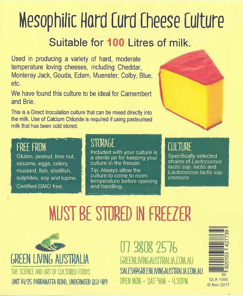 Green Living Australia Mesophilic Hard Cheese Culture