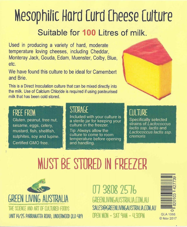 Green Living Australia Mesophilic Hard Cheese Culture