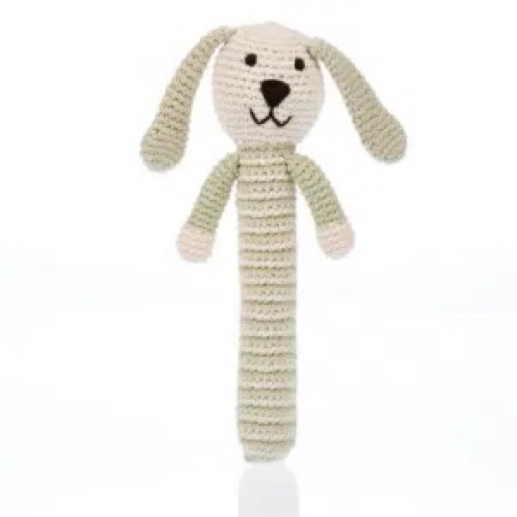 Pebble Bunny Stick Rattle Organic Cotton