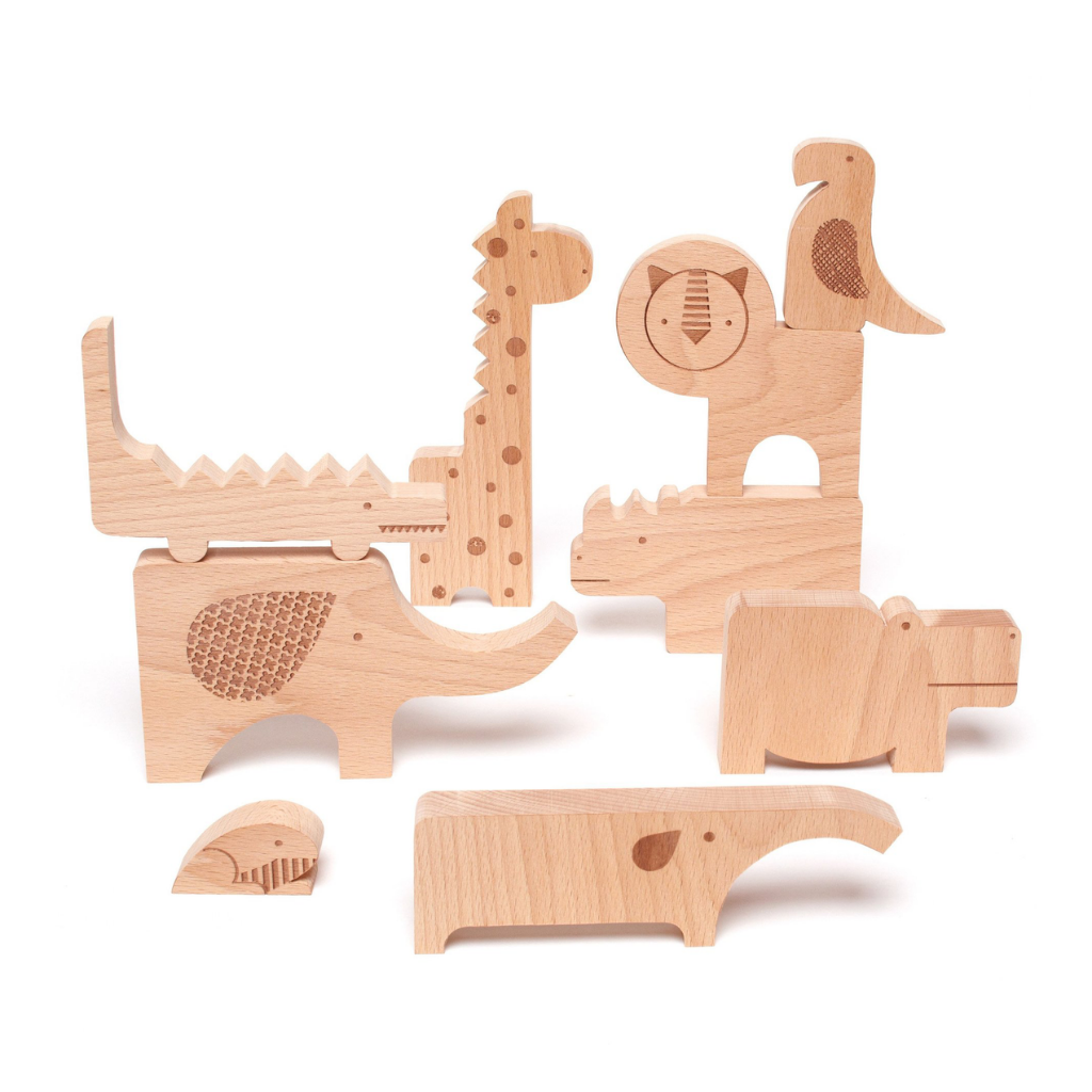 Petit Collage Safari Wood Puzzle & Play Set