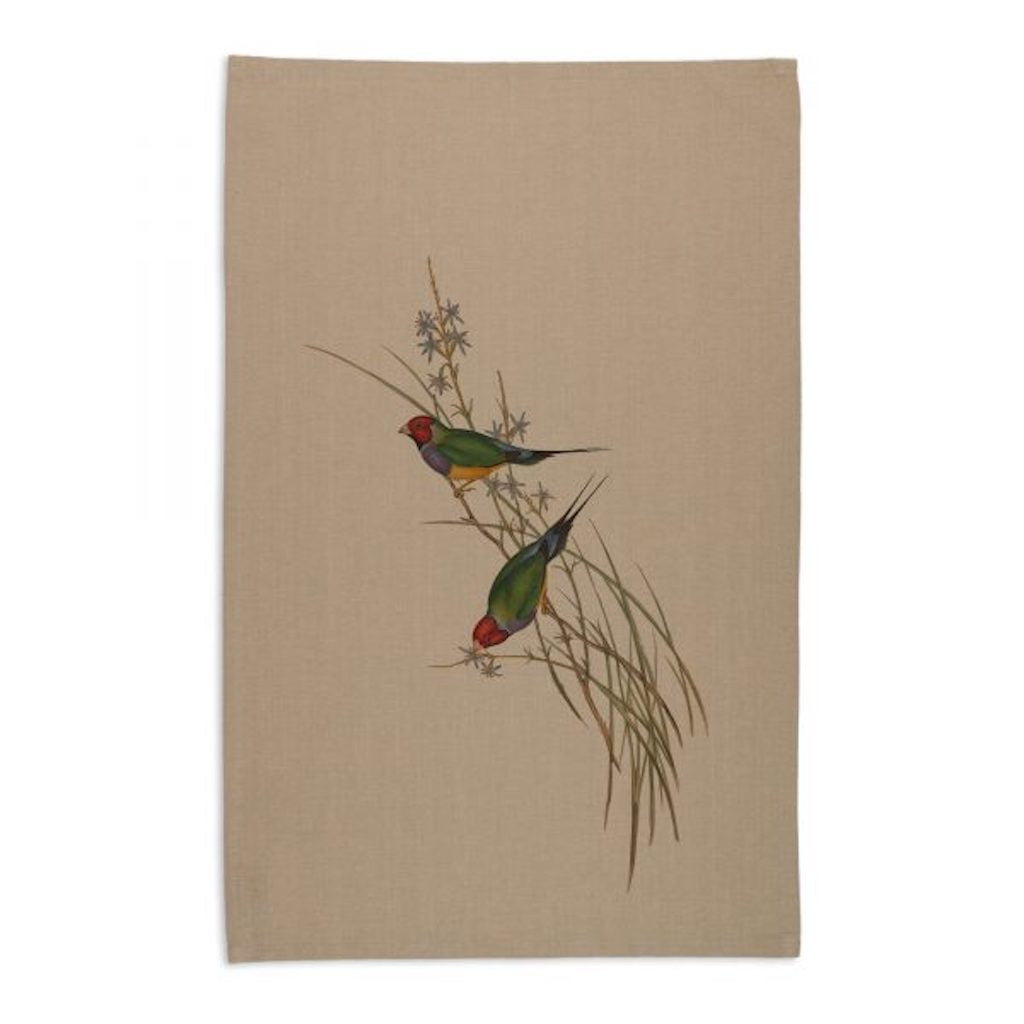 Linen Press Tea Towel Beige John Gould (Organic Cotton)