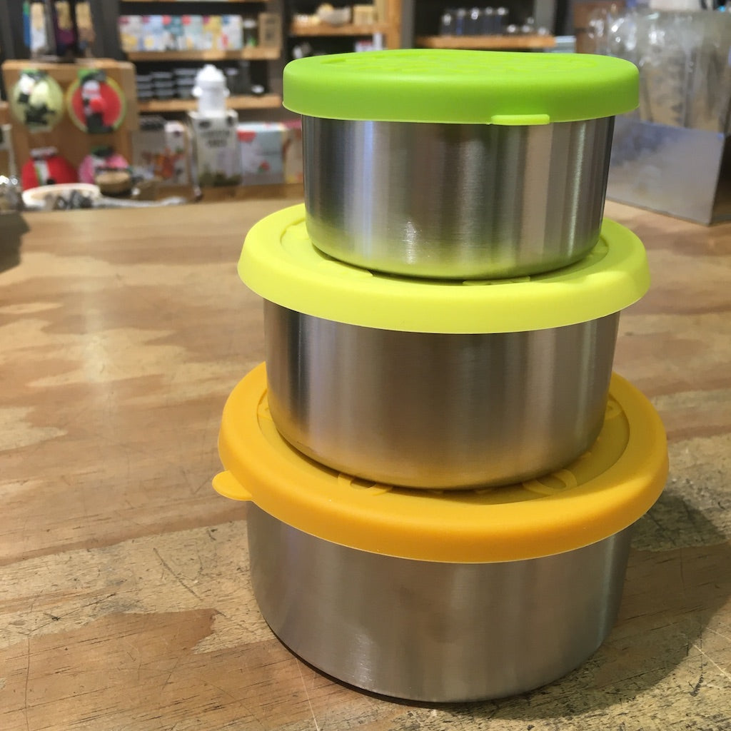 Green Essentials Steel Nesting Round Containers with Silicone Lids (3 Pack)