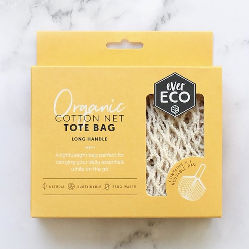 Long handled cotton net tote bag