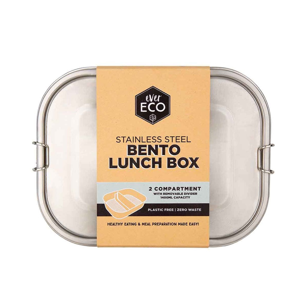 Ever Eco Stainless Steel Bento Lunch Box with Removal Divider 1400 ml